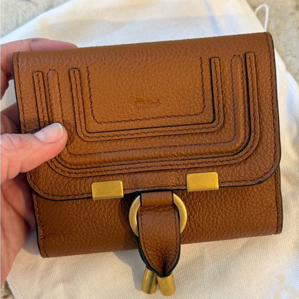 Chloe Marcie Square Tan Leather Wallet AUTHENTIC